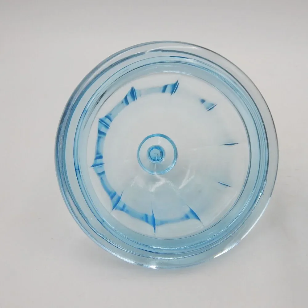 Indiana Glass Azure Blue Paneled Candy Cookie Jar Apothecary Canister w/Lid 9 In